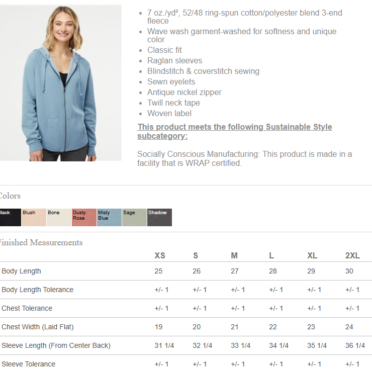 WAVE WASH FULL-ZIP HOODED SWEATSHIRT - RHINESTONE