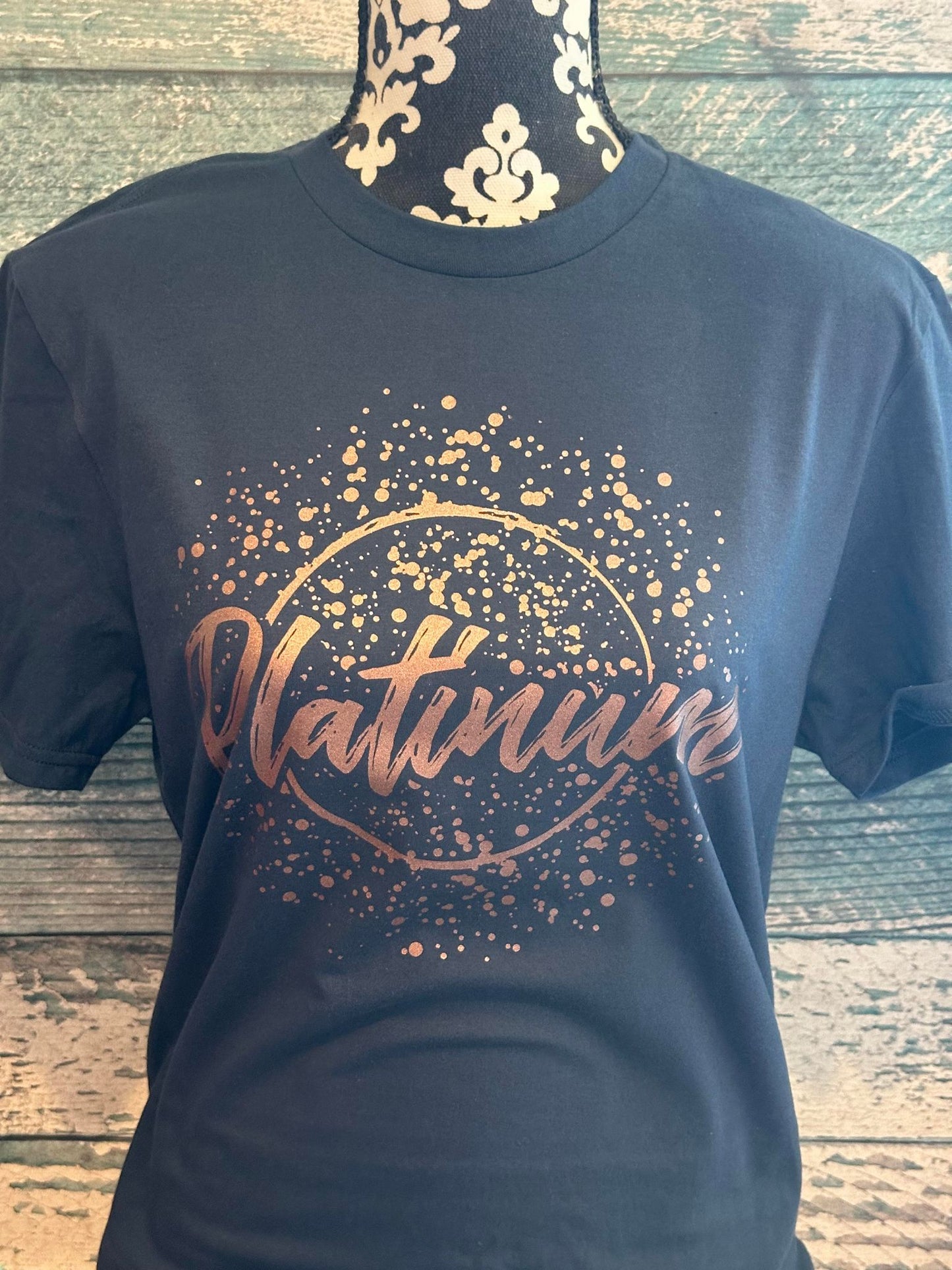 PLATINUM SCREEN PRINTED ROSE GOLD METALLIC