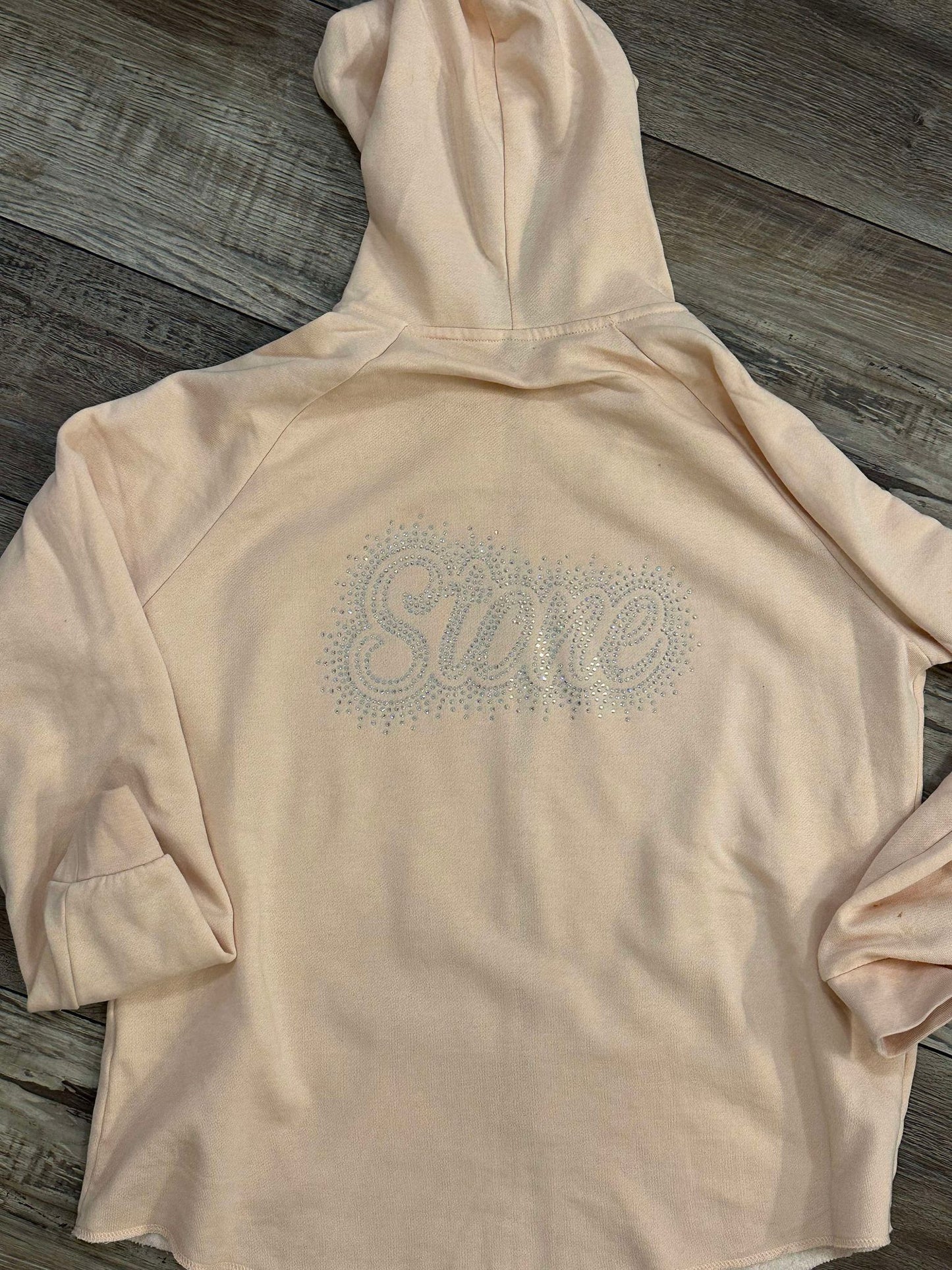 WAVE WASH FULL-ZIP HOODED SWEATSHIRT - RHINESTONE