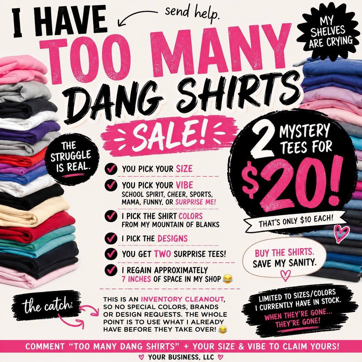 2 MYSTERY TEES FOR $20