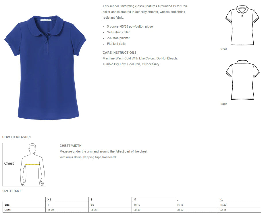 Girls Silk Touch™ Peter Pan Collar Polo - DIVINE REDEEMER