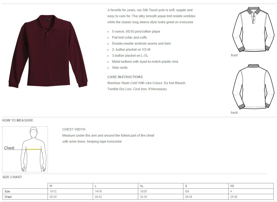 Unisex Silk Touch™ Polo Long Sleeve - DIVINE REDEEMER