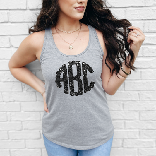 BLACK GLITTER MONOGRAM