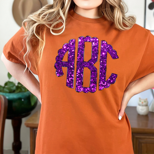 BRIGHT PURPLE GLITTER MONOGRAM