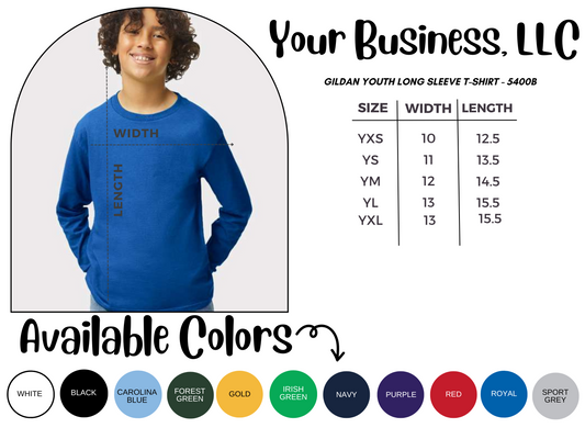 GILDAN - 5400B - YOUTH LONG SLEEVE