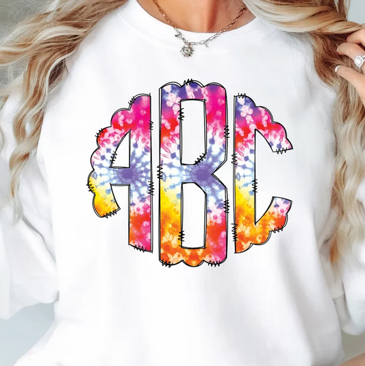 COLORFUL TIE DYE MONOGRAM