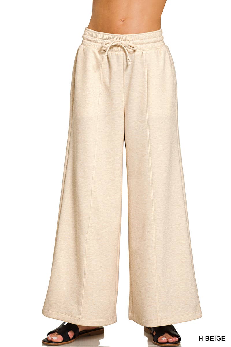 Scuba Drawstring Wide Leg Pants w/ Pockets