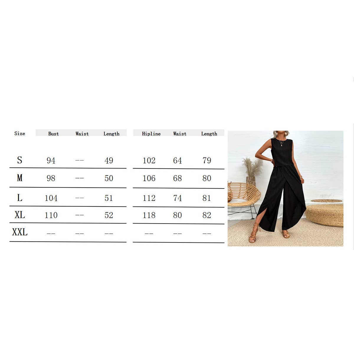 Wide-leg pants sleeveless T-shirt two-piece set