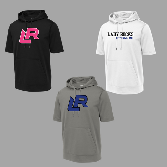 LADY ROCKS - Fleece Short Sleeve Hooded Pullover