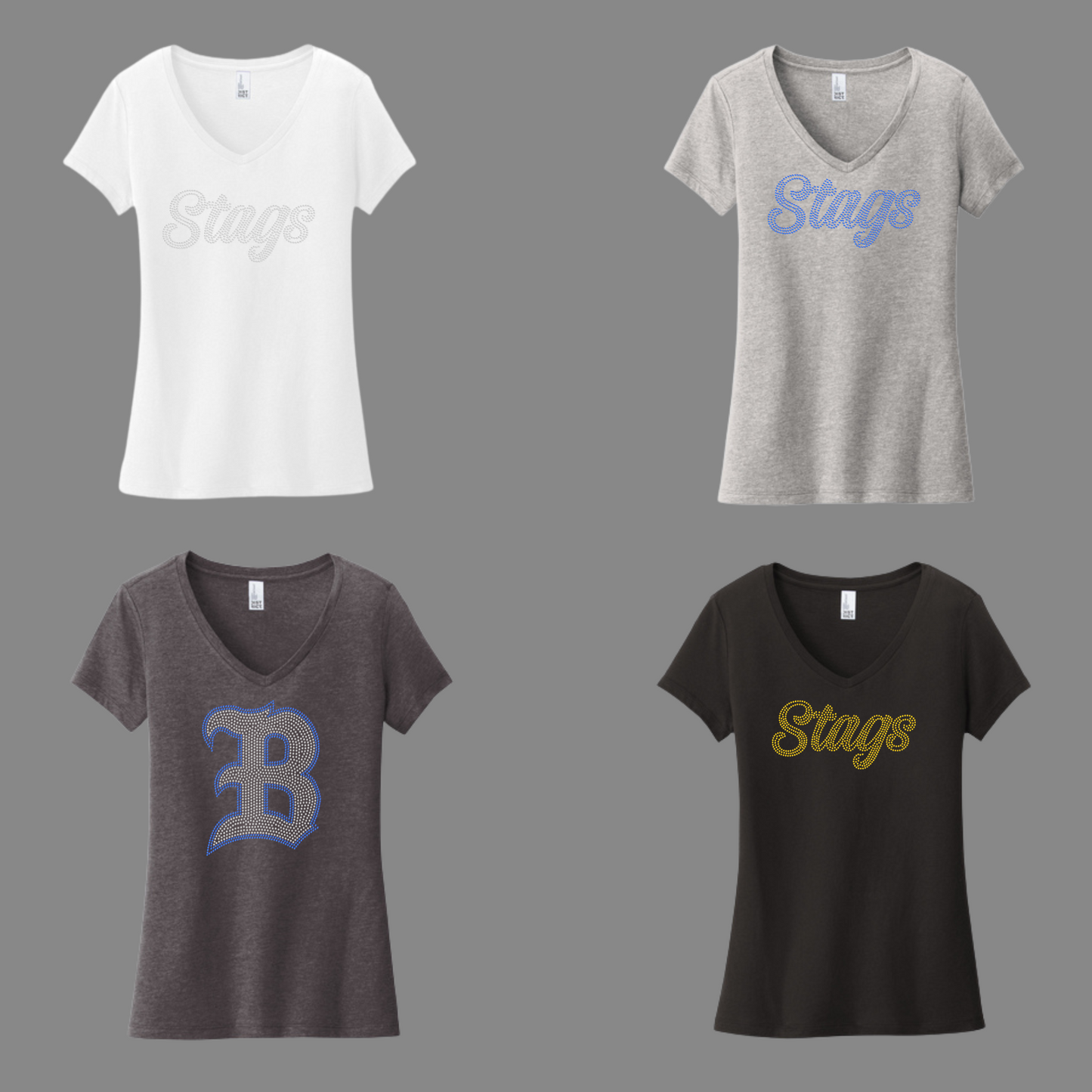 BERKELEY CHEER - WOMEN'S VNECK TEE - RHINESTONES