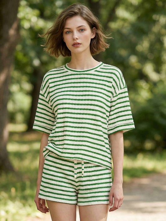 Striped Short Sleeve Tee & Shorts Set