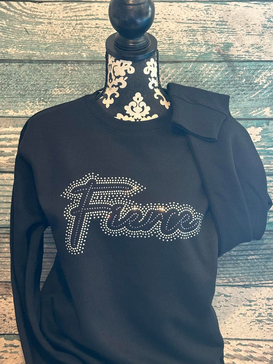 FIERCE - FLEECE CREW - RHINESTONE
