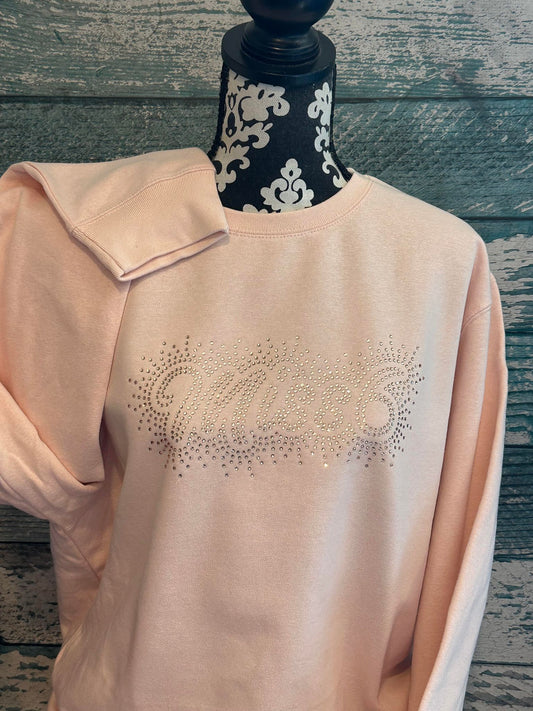 MISS 6  - FLEECE CREW - RHINESTONE