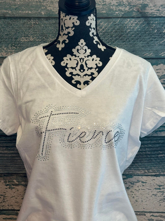 FIERCE - Women’s VNECK TEE - RHINESTONE