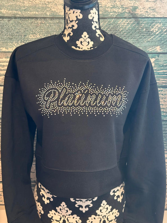 PLATINUM - CROPPED CREW - RHINESTONE