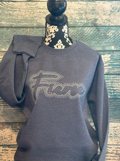 FIERCE - FLEECE CREW - RHINESTONE