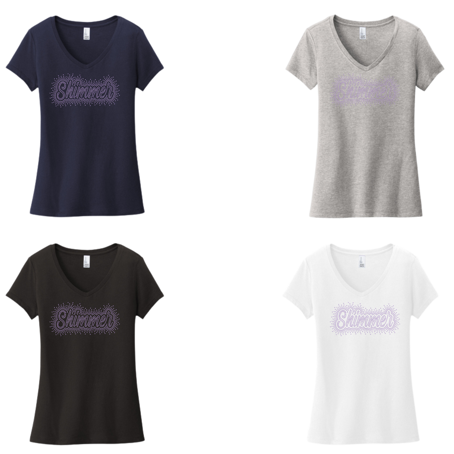 SHIMMER - Women’s VNECK TEE - RHINESTONE