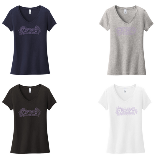 DAZZLE - Women’s VNECK TEE - RHINESTONE