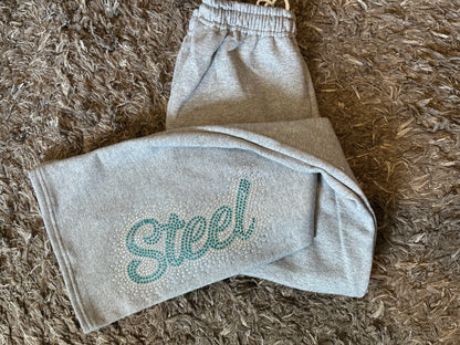 STEEL - Open Bottom Pant with Pockets - RHINESTONES