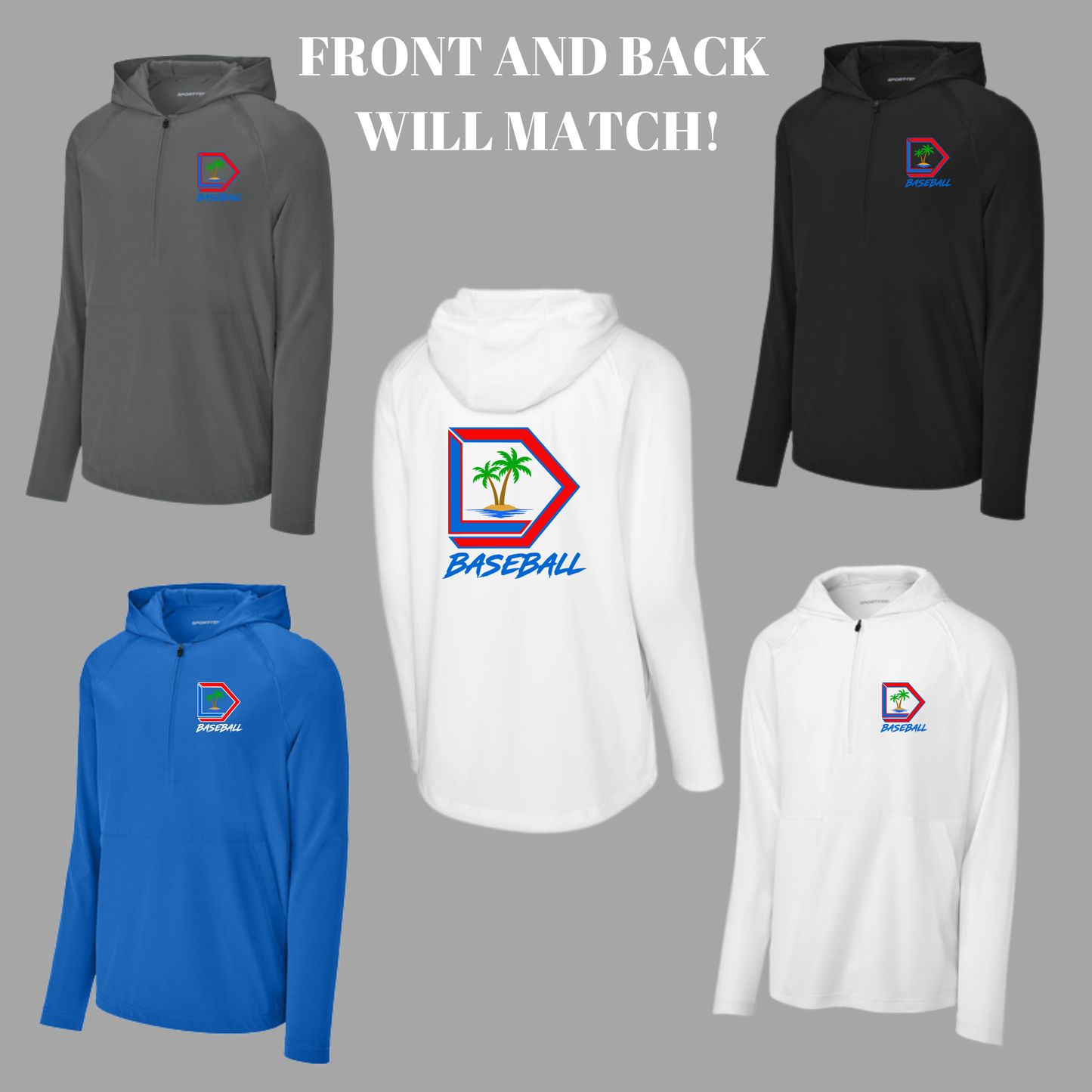 DREAM TEAM - Repeat 1/2-Zip Long Sleeve Hooded Jacket
