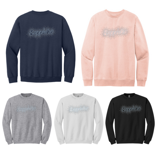 SAPPHIRE - FLEECE CREW - RHINESTONE