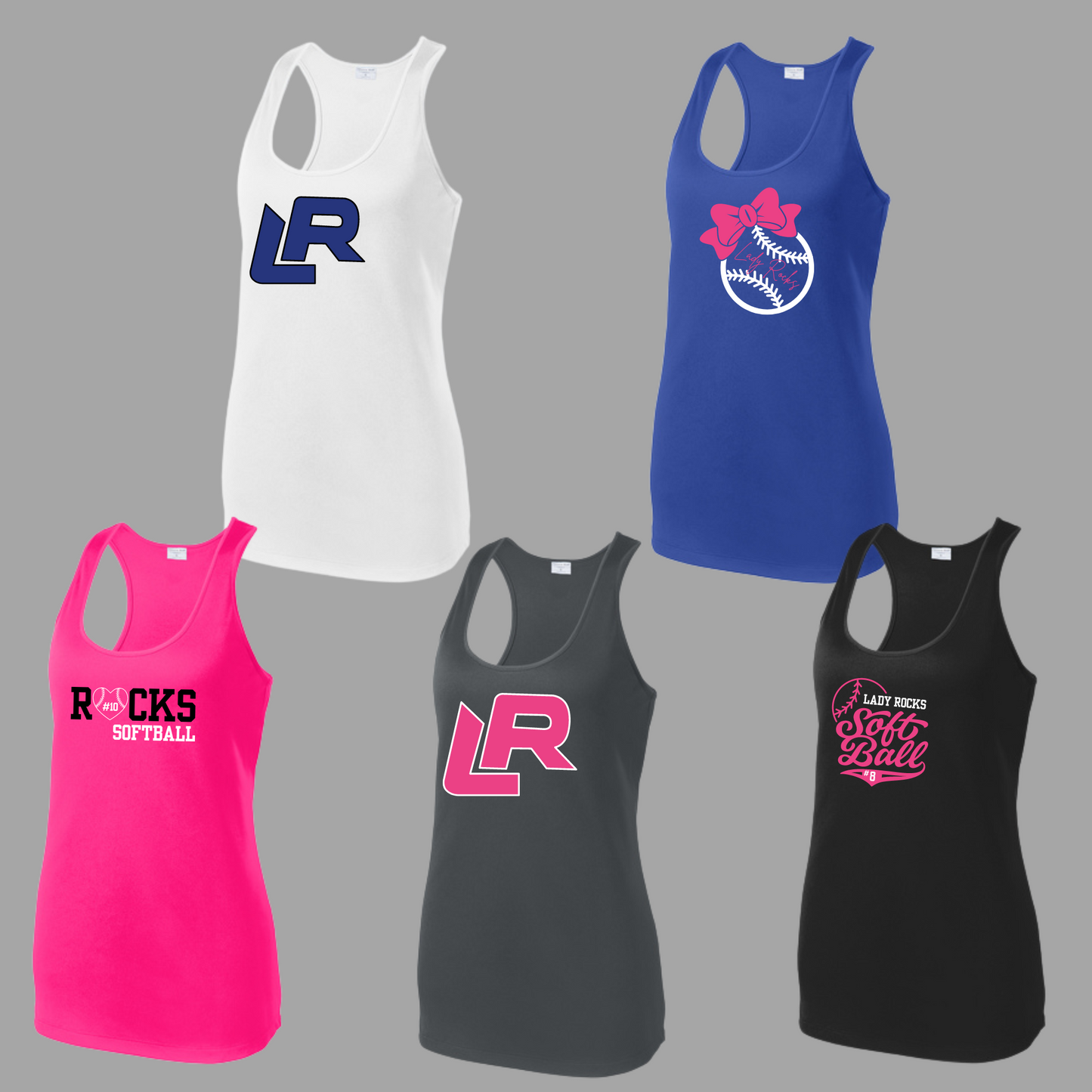 LADY ROCKS SOFTBALL - LADIES PERFORMANCE TANKS