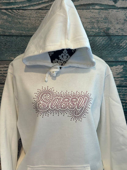 SASSY - FLEECE HOODIE RHINESTONE