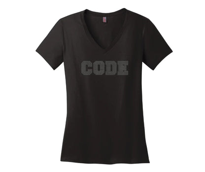 CODE - Women’s VNECK TEE - RHINESTONE