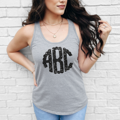 BLACK GLITTER MONOGRAM