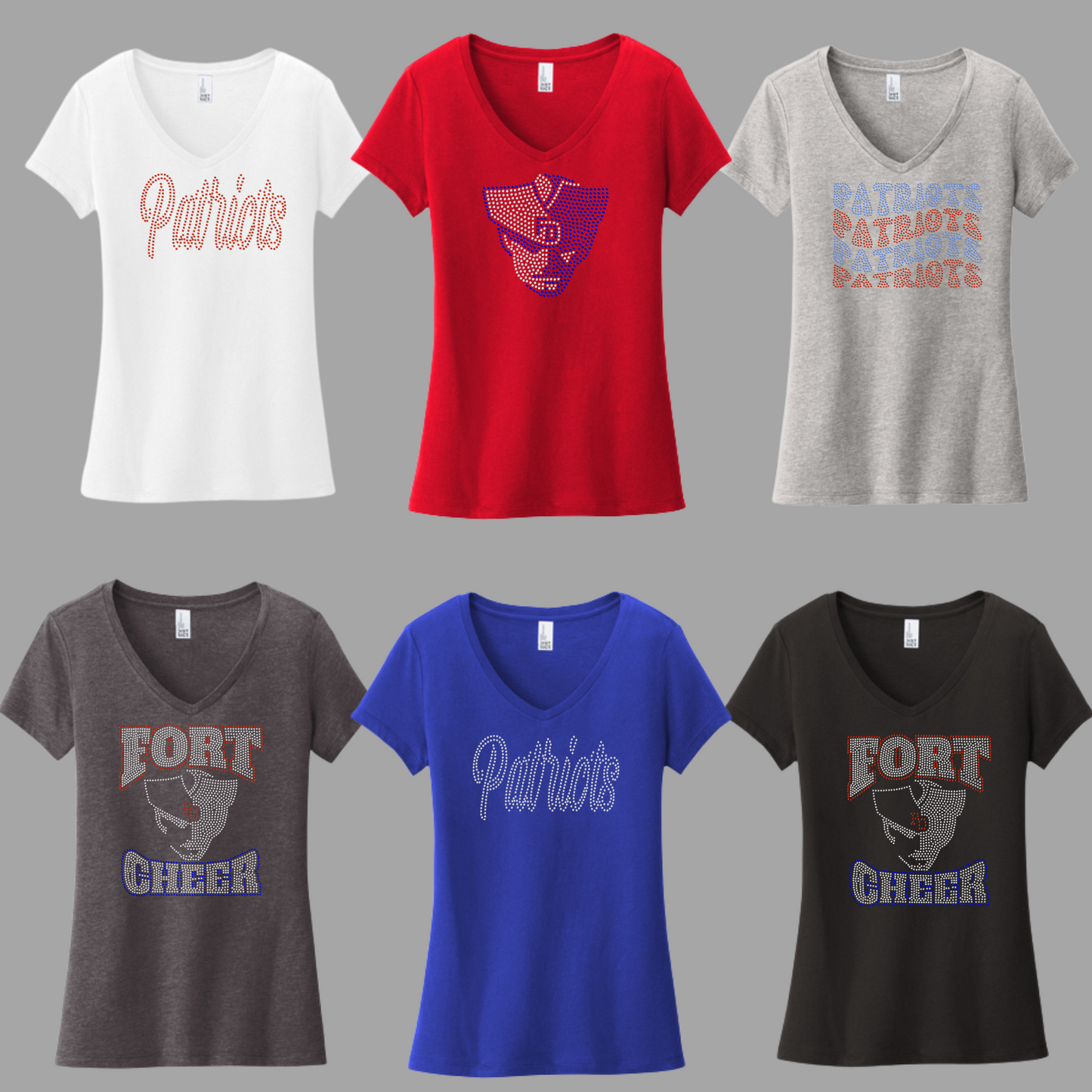 FORT D - WOMEN'S VNECK TEE - RHINESTONES