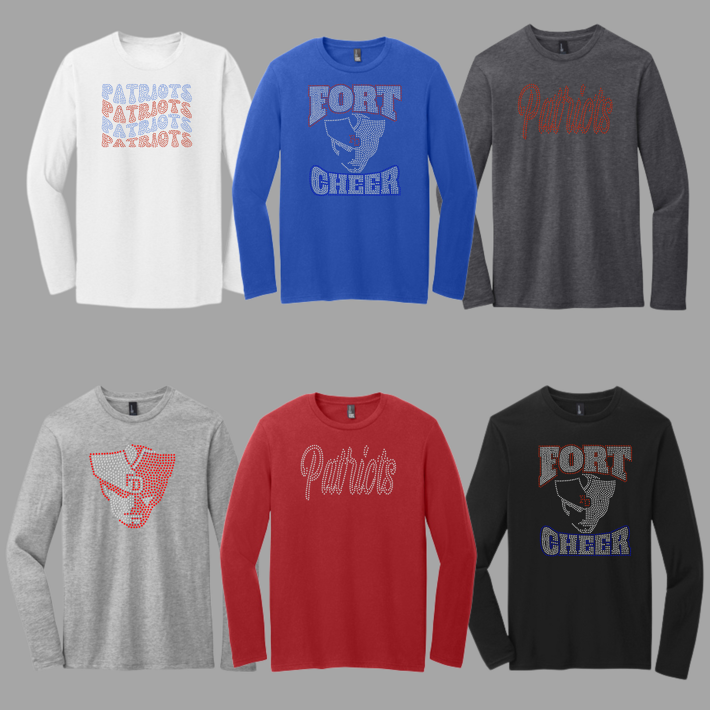 FORT D CHEER - LONG SLEEVE TEE - RHINESTONES