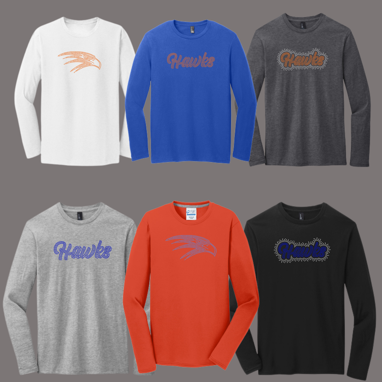 HANAHAN CHEER - LONG SLEEVE TEE - RHINESTONES