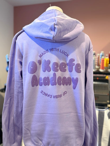 O'Keefe Academy - Purple Glitter Puff Hoodie