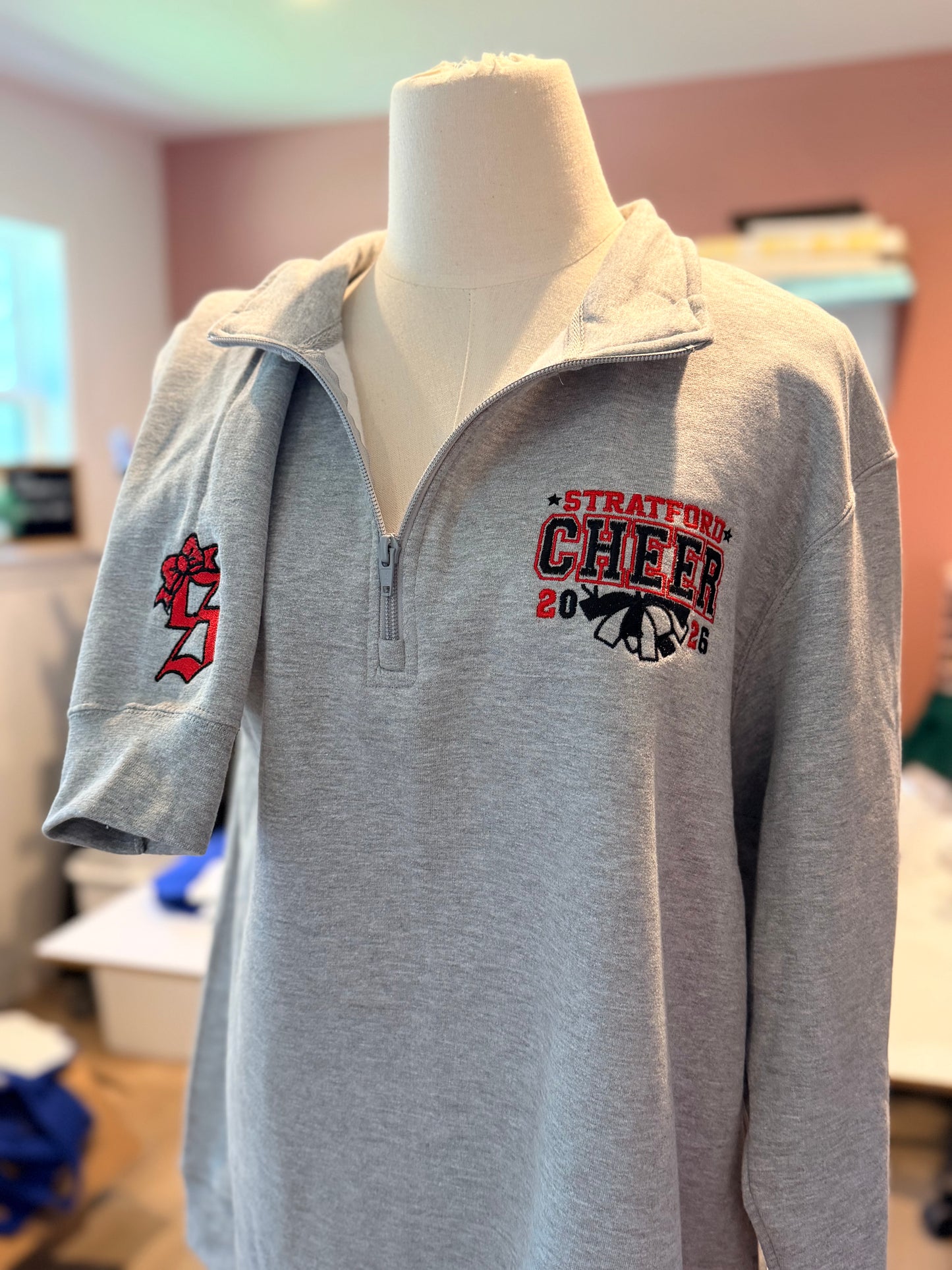 Custom Embroidered School Spirit Quarter-Zip - Cheer