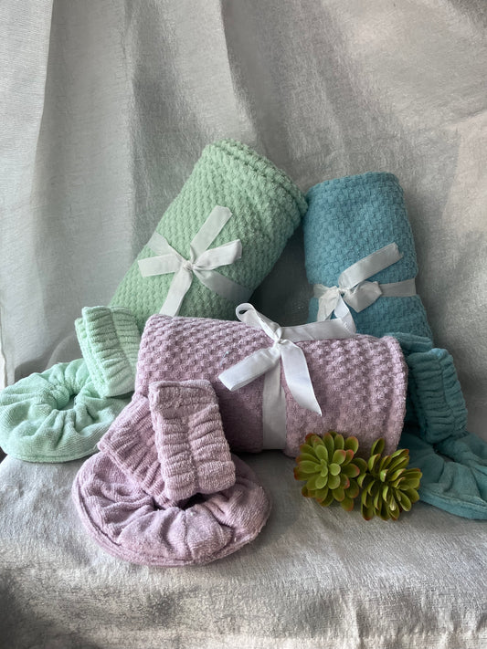 TERRY WRAP TOWEL GIFT SET