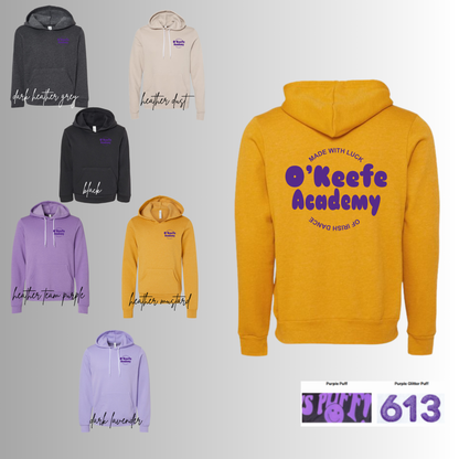 O'Keefe Academy - Purple Glitter Puff Hoodie