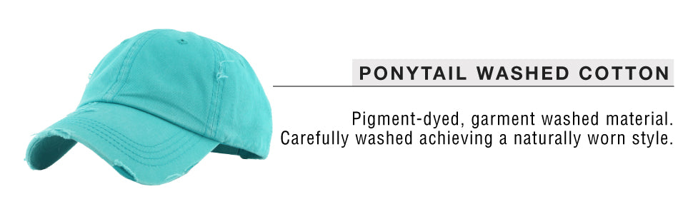 PONYTAIL WASHED COTTON CAP