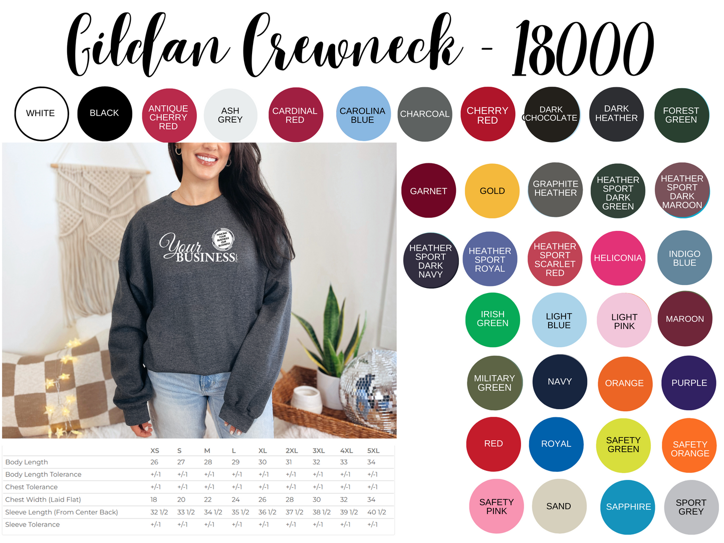 GILDAN 18000 - ADULT CREWNECKS