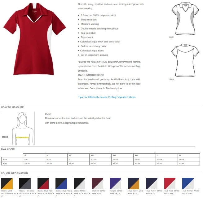 CASRA - LADIES Side Blocked Micropique Sport-Wick® Polo w/embroidery.