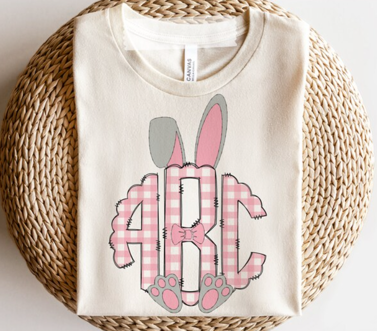 PINK EASTER BUNNY MONOGRAM