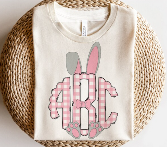 PINK EASTER BUNNY MONOGRAM