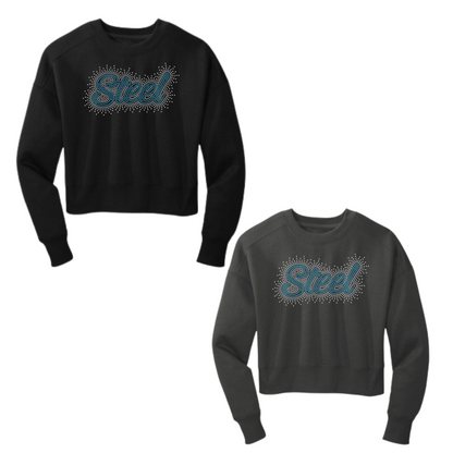 STEEL - CROPPED CREW - RHINESTONE