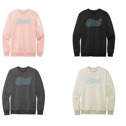 STEEL - FLEECE CREW - RHINESTONE