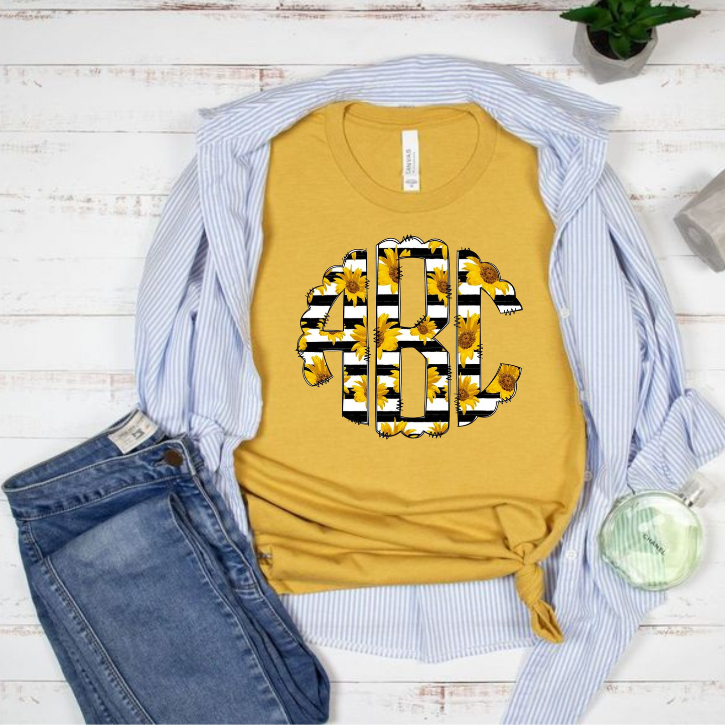 SUNFLOWER WITH STRIPES MONOGRAM