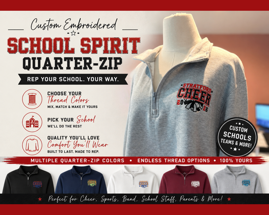 Custom Embroidered School Spirit Quarter-Zip - Cheer