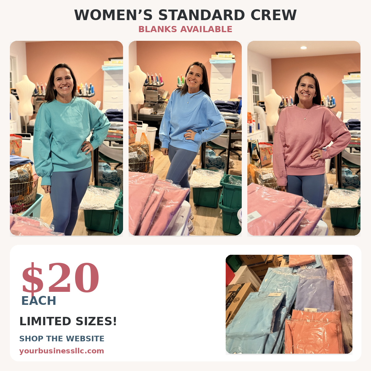 Womens Drop Shoulder Crew
