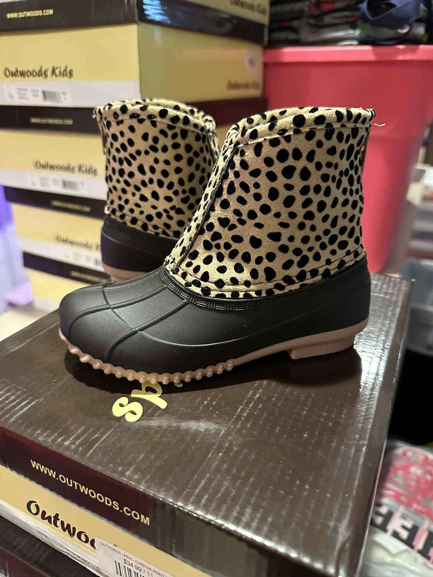 CHILD SHORT DUCK BOOTS - LEOPARD PRINT - SIZE 11