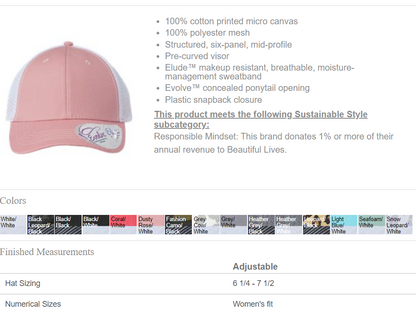 DONE II PROFECTION - LADIES PONY TAIL HAT