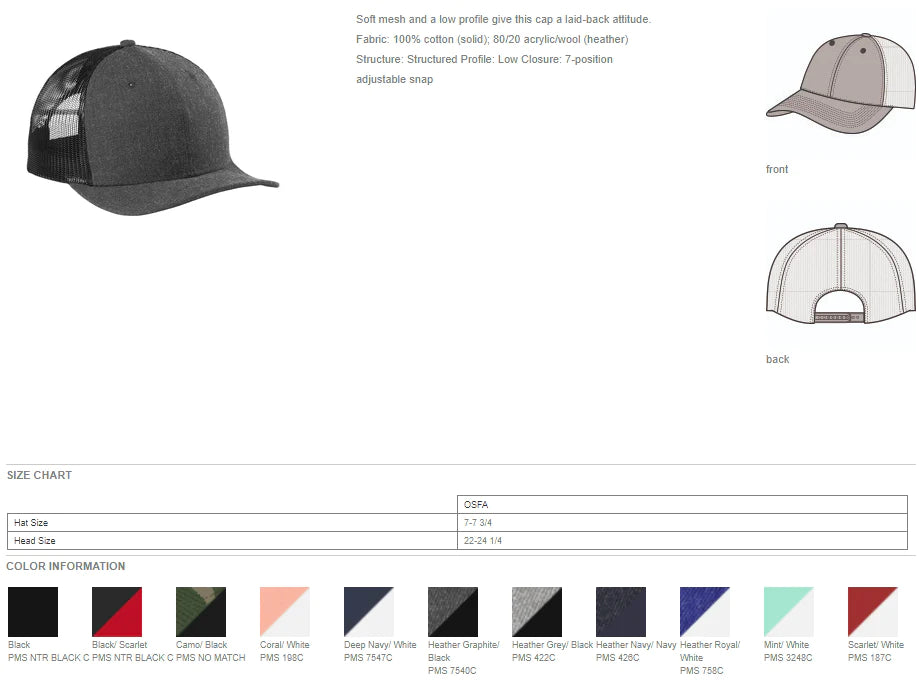 CASRA - Snapback Low Profile Trucker Cap - logo off center