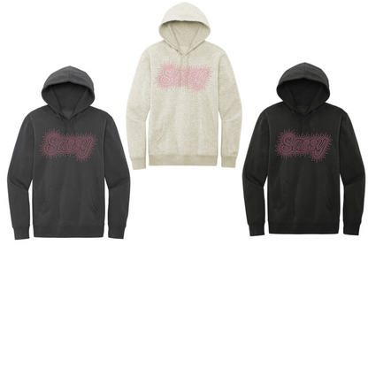 SASSY - FLEECE HOODIE RHINESTONE